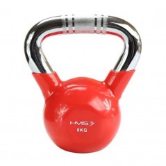 Kettlebell s chromovaným úchopem KTC HMS, 8 kg, červený