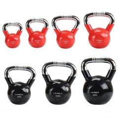 Kettlebell s chromovaným úchopem KTC HMS, 12 kg, černý