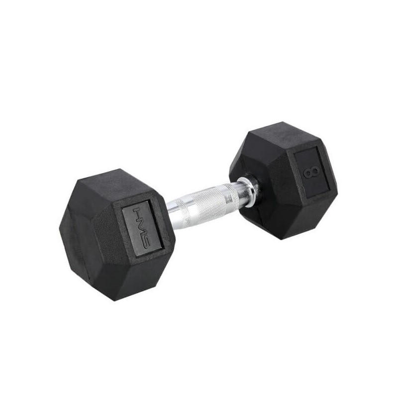 Černá hexagonální jednoruční činka HMS, 8 kg Černá hexagonální jednoruční činka HMS, 8 kg