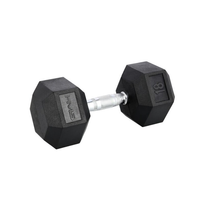 Černá hexagonální jednoruční činka HMS, 18 kg Černá hexagonální jednoruční činka HMS, 18 kg