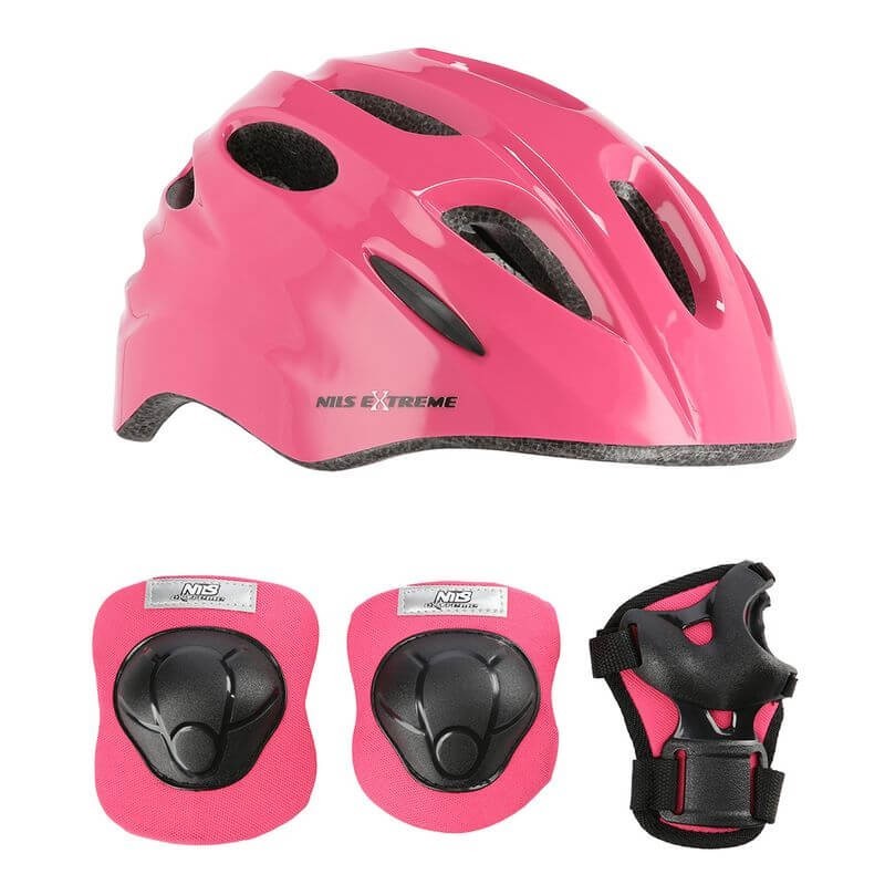 Helma s chrániči MTW01+H210 NILS Extreme, růžová Helma s chrániči MTW01+H210 NILS Extreme, růžová